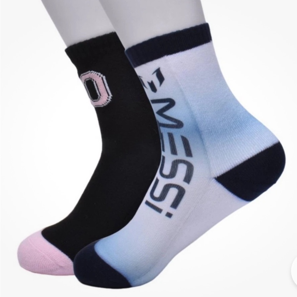 NWT~ Messi sz M 10.5 - 4 Shoe Kids 2 pk Crew Lionel Soccer Graphic Socks LL3